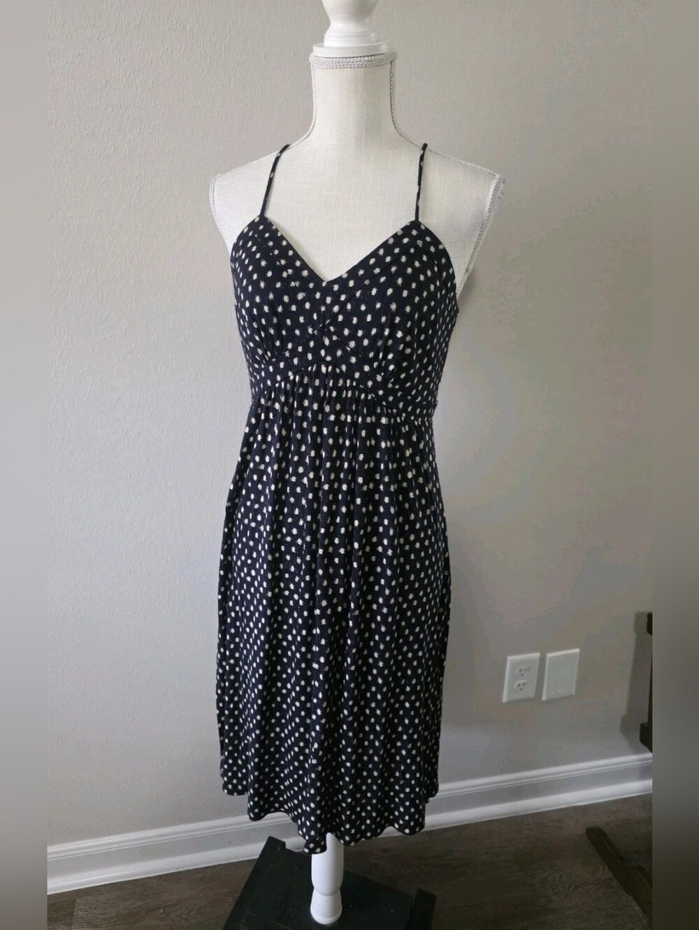 Black Polka Dot Spaghetti Strap Midi Dress - Picture 1 of 4